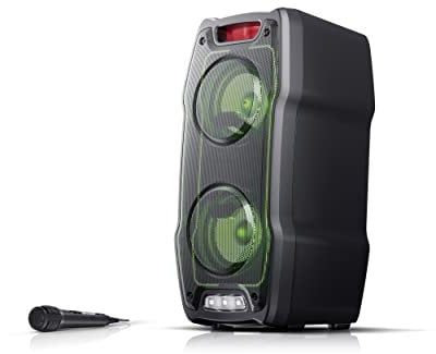 SHARP PS-929 Bluetooth Party-Lautsprecher (180 Watt, integrierter Akku mit 13 Stunden Spielzeit, Super Bass, LED-Lichteffekte, inkl. Mikrofon), schwarz