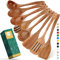 Holz-Utensilien zum Kochen, Holzlöffel zum Kochen, Holzspachtel und Holz-Utensilien für die Küche Antihaft-Kochgeschirr Teak 8 Pack