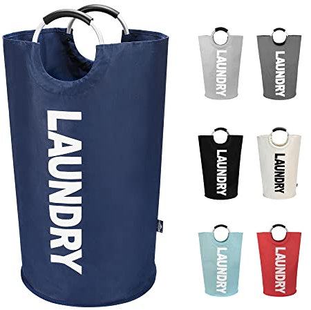DOKEHOM 125L X-Large Collapsible Washing Laundry Basket Bag (7 Colors) for Bedroom, Fabric (Dark Blue, XL)