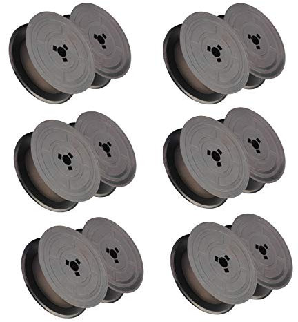 BIGGER Universal-Schreibmaschinenband, 5,1 cm Spulendurchmesser, 1,27 cm Band, breites Schreibmaschinenband, Doppelspulen-Taschenrechnerband, GR4 für die meisten Schreibmaschinen (schwarz, 6er-Pack)