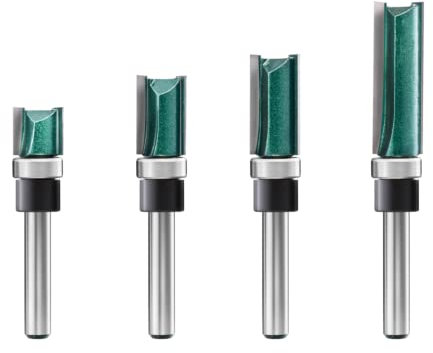 ZOKMOK Punte per router a filo con gambo 1/4, set di punte per router con motivo a cuscinetto inferiore, 1/4 punte per router a filo, pratico, durevole e affilato per fai da te