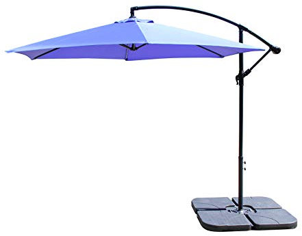 All Seasons Gazebos Ross James premium garden parasol umbrella with crank handle including base weight (Royal Blue)