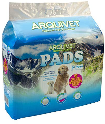 Arquivet Pads Super Economic Pack - higiene Perros - 50 Empapadores, Blanco, 90 x 60 cm