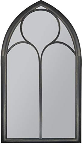 Rustic Home and Garden Outdoor Black Wall Mirror Chapel Window Design 5ft x 2ft8 150cm x 81cm