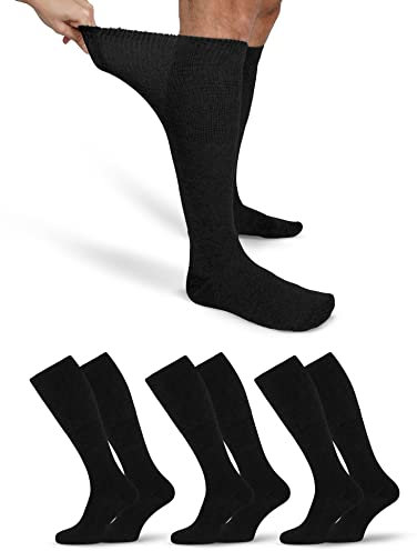 OCERA 3x Kniestrumpf Unisex für Diabetiker geeignet und ohne drückenden Gummibund Schwarz Gr. 47-50