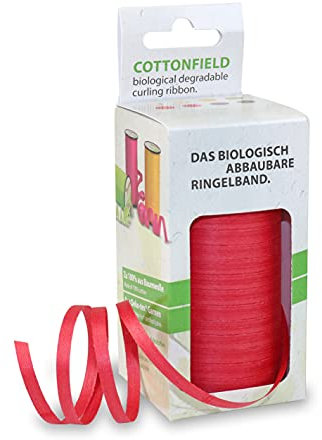 Prasent COTTONFIELD Kräuselband aus Baumwolle rot 100 m Länge, 5 mm Breite, 5 mm-100 m