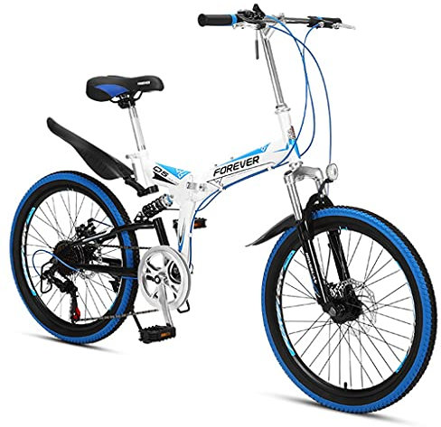 22 Zoll Cross Country Faltbares Mountainbike, für Teenager Studenten (Color : Blue)