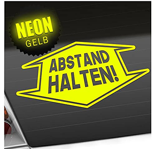 Kiwistar - Autoaufkleber - Abstand Halten - Neon Matt - Aufkleber für Auto Kfz Fahrrad, LKW, Truck Mofa