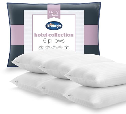 Silentnight Hotel Collection Pillow Pack of 6 - Luxury 5 Star Hotel Quality Soft Snug Comfy Bed Pillow For Side Sleepers - Premium Medium Support Machine Washable Hypoallergenic Six Pillows