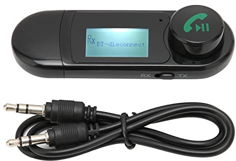 Émetteur et Récepteur Bluetooth 5.0 avec écran LCD, émetteur Bluetooth pour Téléviseur, Adaptateur Bluetooth de Visualisation Portable 2 en 1, Stéréo Jack 3,5 Mm AUX pour PC, Téléviseur, Haut-Parleur