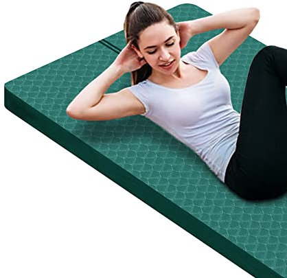 nuveti Große Trainingsmatte – 15 mm/20 mm/30 mm dicke Yogamatte, Trainingsmatte für Fitness, Yoga, Pilates, Stretching und Bodenübungen für Damen und Herren, mit kostenloser Tragetasche