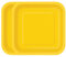 WedDecor Lot de 14 Assiettes en Carton jetables carrées Solides - 22,9 x 22,9 cm - Parfaites pour Les Pique-niques, barbecues,fêtes prénatales, Mariages et événements de Noël - Jaune Fluo