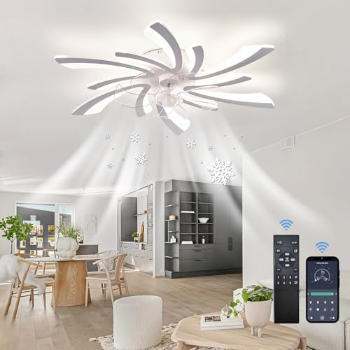 TATANE Ventilador De Techo De 78Cm Con Mando A Distancia Ventilador De Techo Reversible De Motor Dc Regulable Con Luz 6 Velocidades De Aire Para Salón Dormitorio Función Invierno Y Verano