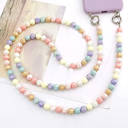 Universale Bunte Kürbis Perlen Handykette Taschenkette,Handy Lanyard Handy Hülle Anhänger Handgelenkschlaufe Kette Handy Umhängeband Hängen Chain Perlen Telefon Kette Trageriemen für Handy Tasche