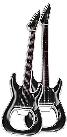 LanHong 2 Stück/Set Flaschenöffner Bierflaschenöffner Gitarrenform Flaschenöffner Gitarre Geschenk Küchenhelfer für Trinker Musikgitarrenliebhaber (Cool Black)
