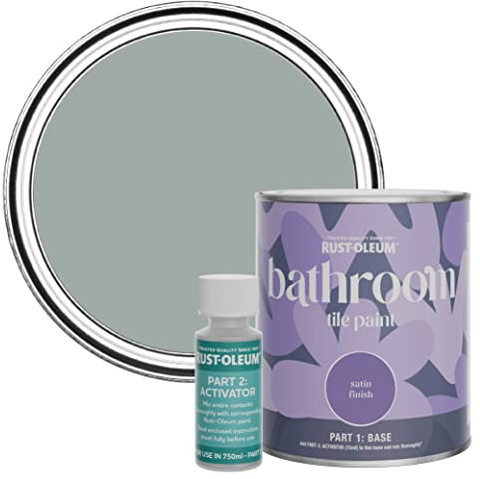 Rust-Oleum Grey Water-Resistant Bathroom Tile Paint in Satin Finish - Pitch Grey 750ml