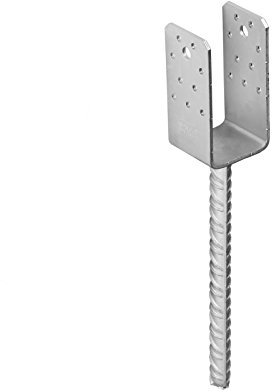 GRUNDLINE - U Pfostenträger - Stützenfuß - Pfostenanker Pfostenträger zum einbetonieren - Zink galvanisiert silbern - PSS - 61x125x60x4,0 - Stützenfuß für Zaunpfosten, Holzpfosten