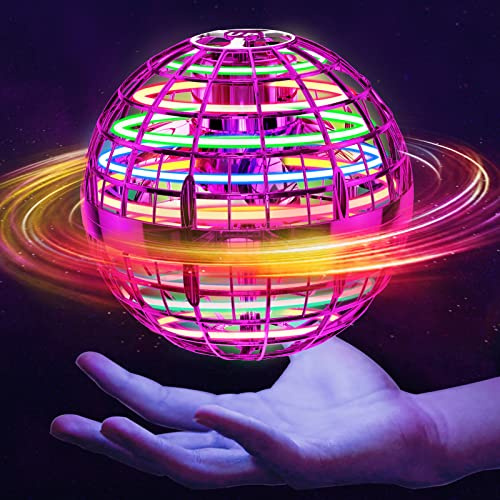 Ivtivfu Flying Orb Ball (Pink, 2025 Upgraded) with Dazzling Lights, Magic Hover Spinner, Boomerang Drone, Floating Cosmic Globe, Kids Outdoor Toys for 6 7 8 9 10 Year Old Boys Girls