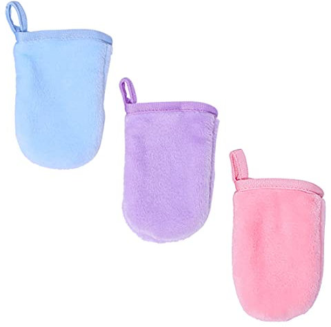 3 Pièces Gant Nettoyant Visage Gants Nettoyants pour Le Visage Gant Démaquillant Microfibre Réutilisable Démaquillant Chiffon