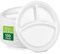 HOMURG assiette carton jetable ronde 25 cm, assiettes jetables anniversaire blanc portion régime, assiette 3 compartiments rigide, assiettes divisée blanche en papier restauration 100 pièces