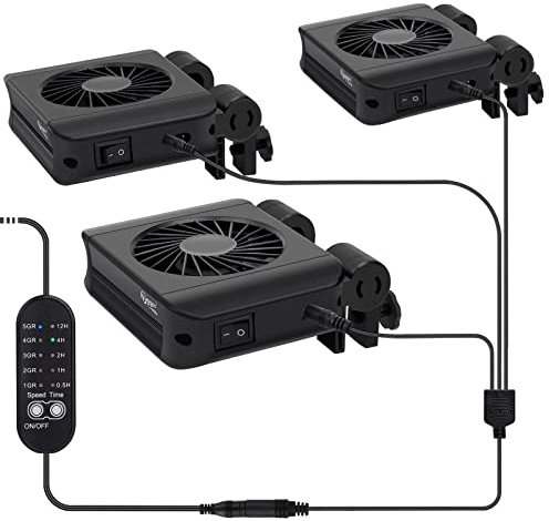 hygger Ventilatore per Acquario, Ventole di Raffreddamento per Acquario con Regolazione della velocità Regolabile, Adatto per Piscine Acqua Dolce Fino a 60cm (3 Ventole)
