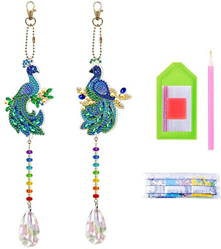 2 Stück Kristallprisma Anhänger, Diamond Painting Anhänger, Kristall-Sonnenfänger Anhänger, Anhänger Fenster Kristalle Deko, für Hochzeiten, Kinderzimmer, Christbaumschmuck, Kronleuchter