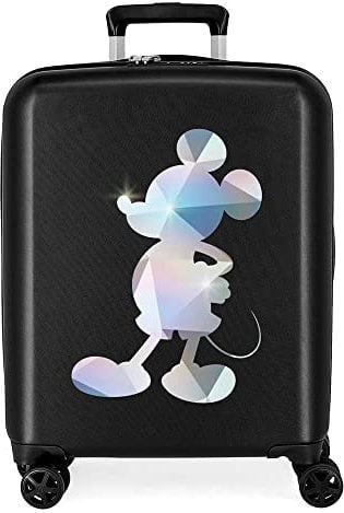 Disney 100 Special Shine Mickey Silver Kabinenkoffer, Schwarz, 40 x 55 x 20 cm, starres ABS, integriertes TSA-Schloss, 38,4 l, 2,82 kg, 4 Doppelrollen, Handgepäck