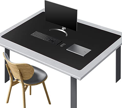 ZORESYN Schreibtischunterlage PU Leder, 170 x 90 cm Tischunterlage, rutschfest Wasserdicht Schreibtischmatte, Mauspad XXL, Schreibtischschutz, Schreibblock für Büro- oder Heimbereich(Schwarz)