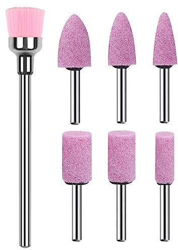 Tadipri Broca Manicura, 6Piezas Fresas para Torno Manicura, Torno para Las Uñas Pulidor de Uñas Taladro de Uñas Set, para Pulir Uñas de Gel Acrílico Trae un pincel para uñas