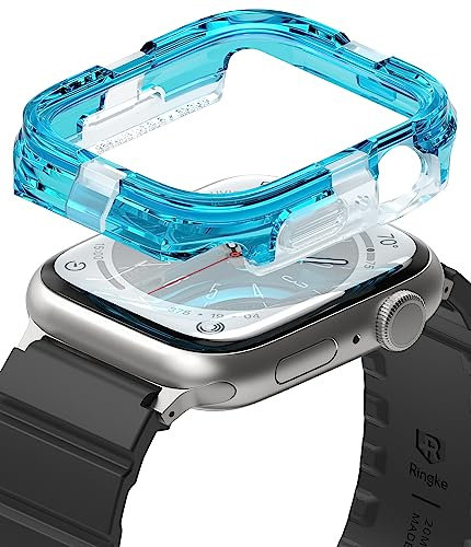 Ringke Fusion Bumper Kompatibel mit Apple Watch Series 9/8/7 (45mm), SE/6/5/4 (44mm) Doppelschichtig Vollständiger Schutz Hülle – Neon Blue