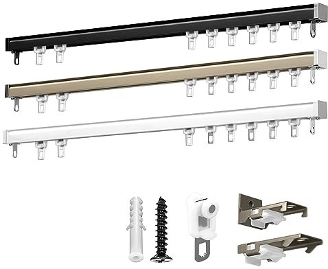 LIYI929GP Vorhang Schiene Gardinen Schienensystem, Einläufige Schiene Gardinenschiene System, Vorhangschiene 1 Läufig Curtain Tracks Decken- Oder Wandmontage Raumteiler, Leichte Montage