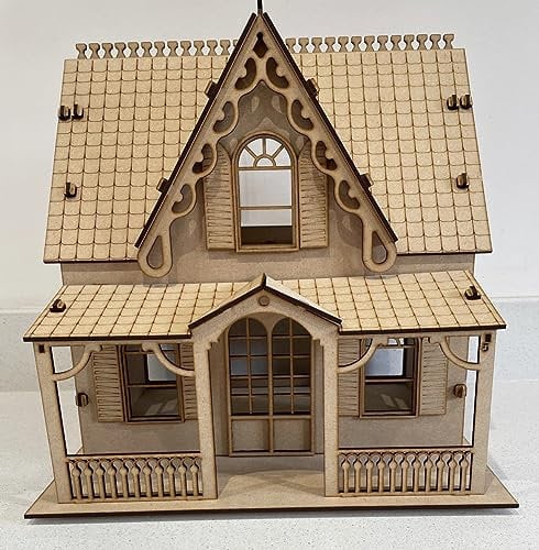 Plain blank Make your own MDF Dolls House Kit miniature doll house 1:24 scale, craft project, model making, childrens diy paint decorate