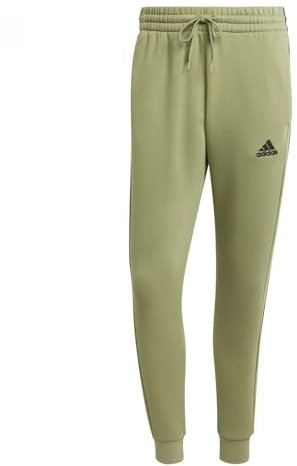 adidas Essentials Fleece 3-Stripes Tapered Cuff Pants Pantaloni Sportivi, Tent Green F16, L Long Uomo