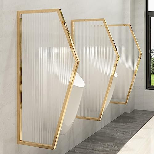 Urinal-Trennwand, 3er-Set, wandmontierte Badezimmer-Trennwand, WC-Sichtschutz, gehärtete Glasscheibe, Hotels/Büros/Bars, Urinal-Schallwand, Schwarz (Gold)