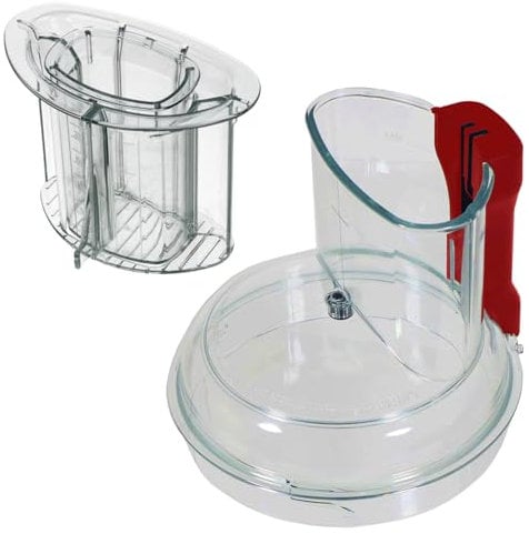 SPARES2GO Replacement Lid Cover Compatible with Magimix CS4200XL CS5200XL Food Processor (Clear with Red Handle) + Pusher