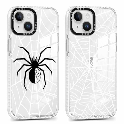 Xylota 2 Stück Transparent Handyhülle für iPhone 12/iPhone 12 Pro 6,1 Hülle, Durchsichtig Case mit Muster Aesthetic Spinnennetz Mädchen Schutzhülle, Weich Silikon TPU Stoßfeste Cover für iPhone 12