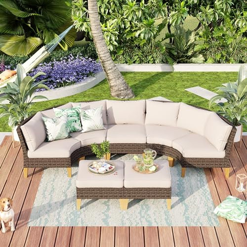 MFSTUDIO Polyrattan Lounge Set, Aktualisierte Rippen, 20% Dicker als Andere, Cushion PRO Fabric Wasserdicht, Leicht zu Reinigen. Gartenmöbel Wetterfest, Sitzgruppe für Garten.
