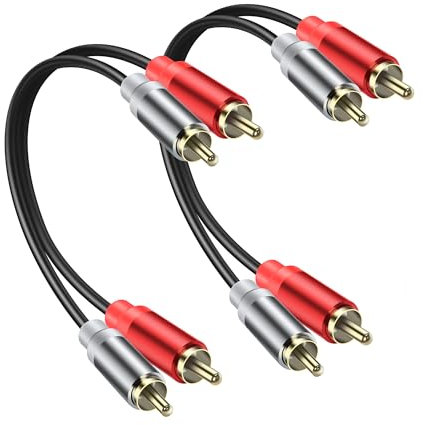 JSADZKJ 2RCA Cable de extensión de vídeo 2RCA macho a 2RCA macho Cable de subwoofer corto 2RCA a 2RCA Cable de audio estéreo RCA a RCA Cable corto para HDTV Sistemas Speakersand DVD (2 uds)