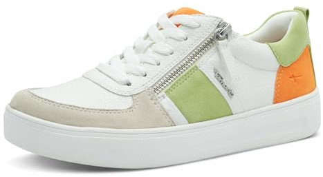 Tamaris Comfort Damen Sneaker flach mit Reißverschluss Freizeit, Mehrfarbig (Green Comb), 42 EU