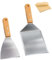 Qcdou 2 Stücke Grillspachtel Set, Edelstahl Holzgriff Plancha Spachtel inkl. Burgerpapier/Großem Grillspatel, für Smash Burger/Gasgrill/Feuerplatte/Teppanyaki, Grill Geschenke-Spülmaschinenfest(B)