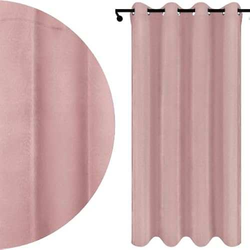 Voppi Rosa Ösenvorhang Puder pink 140 x 240 cm Velours einfarbig halbdunkler Vorhang ideal für alle Räume Interieur Ösenschal