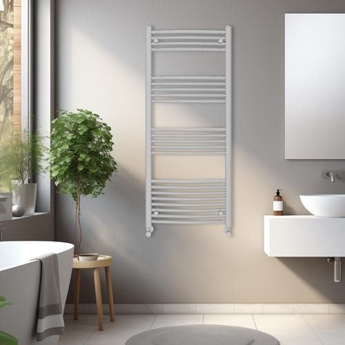 Blümme Heated Towel Rail Bathroom Ladder Radiator Curved 1400 x 600mm Central Heating Towel Radiator Warmer Chrome