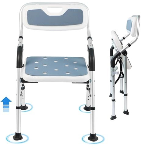 Sgabello per doccia anziani,Sedia per doccia anziani,Sedia doccia disabili,Sedile per doccia,Seggiolino doccia anziani,Sedia con braccioli per anziani,sedile doccia ribaltabile (Grigio, L)
