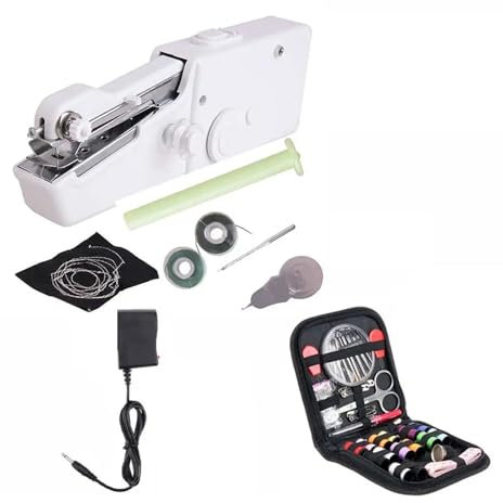 MZZYG Mini Macchina da Cucire A Mano Elettrica Portatile for Riparazione Rapida Vestiti Fai da Te Cucito Macchina da Cucire A Mano Pratico E Sicuro(White)