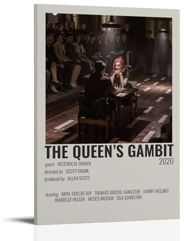 FHILTNMWC The Queen's Poster Gambit Drama Vintage TV-Serie Poster Druck Gemälde für Schlafzimmer Leinwand Wandkunst ästhetisch dekorativ 20 x 30 cm Rahmenstil