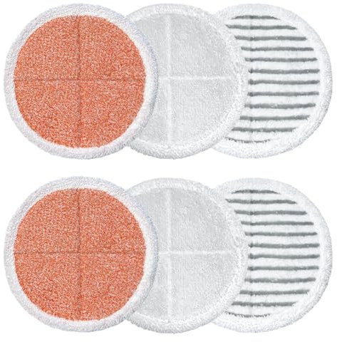 Mop Pads Replacement Compatible with Bissell Spinwave Mops 2124 2039 2037 2039A Series Steam Mop Pads for Bissell Spinwave Hard Floor Cleaning Kits 2 Soft Pads, 2 Scrubby and 2 Heavy Scrub Pads,6pcs