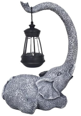 Tuxxjzm Statue d'éléphant de jardin, statue d'éléphant à lumière solaire | Magnifiquement conçue pour cour, terrasse, balcon, décoration en résine pour la fête des mères