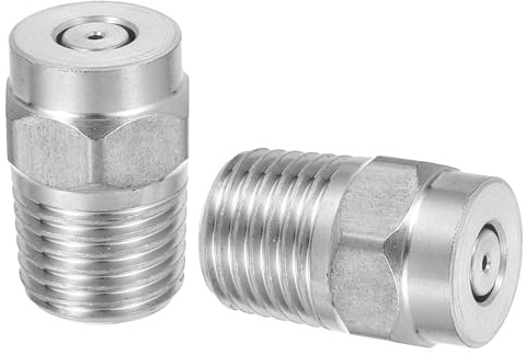 sourcing map 2Pcs Pressure Washer Nozzle, Stainless Steel Thread Nozzles Tips, Universal Replacement for Undercarriage Cleaner Water Broom, 1/4 Inch NPT Male, 0 Degree 040 Orifice