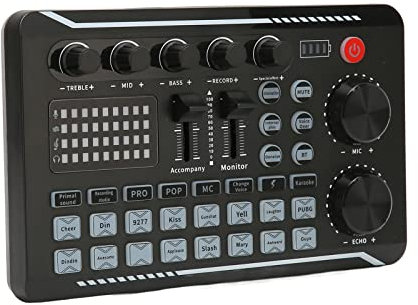 F998 Live Sound Card, Podcast Audio Interface with DJ Mixer Effects, Sound Effects Voice Changer for Karaoke Tiktok YouTube Live Streaming