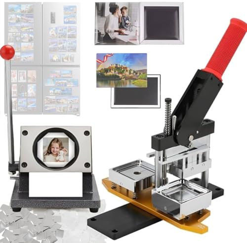 ZHLINGQ Fridge Magnet Button Badge Making, Fridge Photo Magnet Machine, 65 * 90mm/2.6 * 3.5in DIY Button Maker Machine with 1000 Sets of Consumables+ Paper Cutter,Maker+Knife+(Cardboard+Magnet)*1000